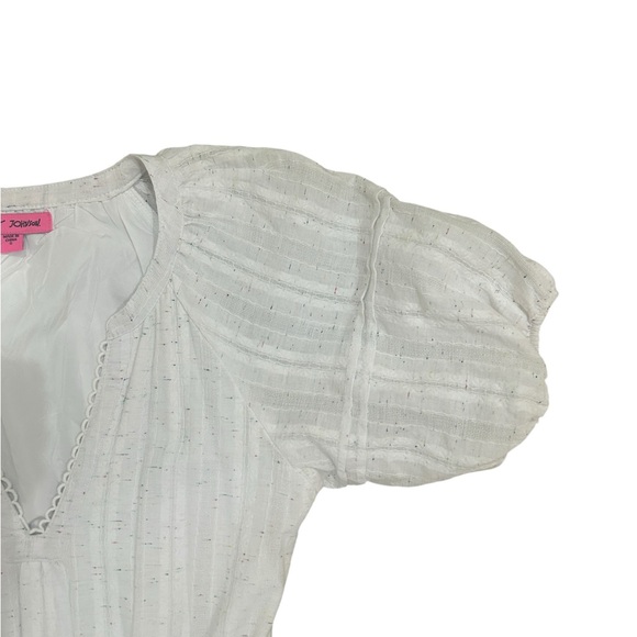 Betsey Johnson White Tiered V-Neck Midi Dress with Puff Sleeves size small - Picture 8 of 11